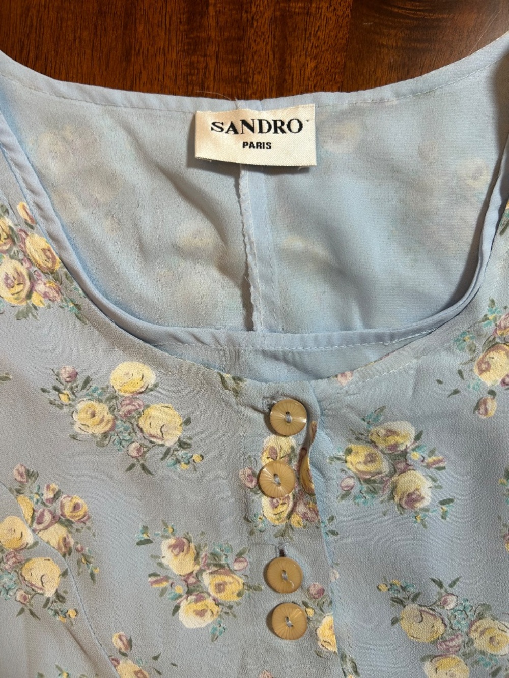 Sandro Paris Light Blue Floral Print Button-Down Mini Dress XS - Picture 2 of 3